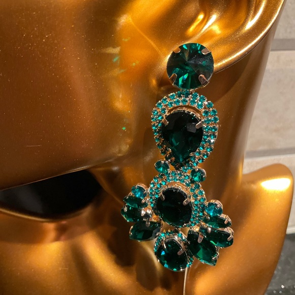 Crystal Rhinestone Drop Earrings - Picture 2 of 4